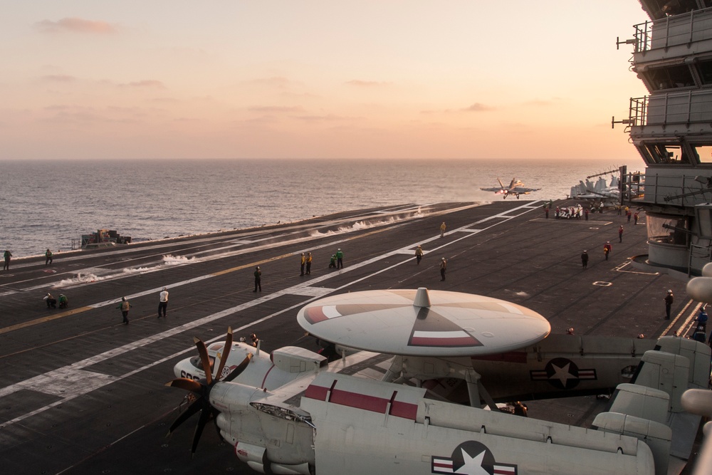 GHWB is the flagship of Carrier Strike Group (CSG) 2, which is comprised of the staff of CSG-2; GHWB; the nine squadrons and staff of Carrier Air Wing (CVW) 8; Destroyer Squadron (DESRON) 22 staff and guided-missile destroyers USS Laboon (DDG 58) and USS