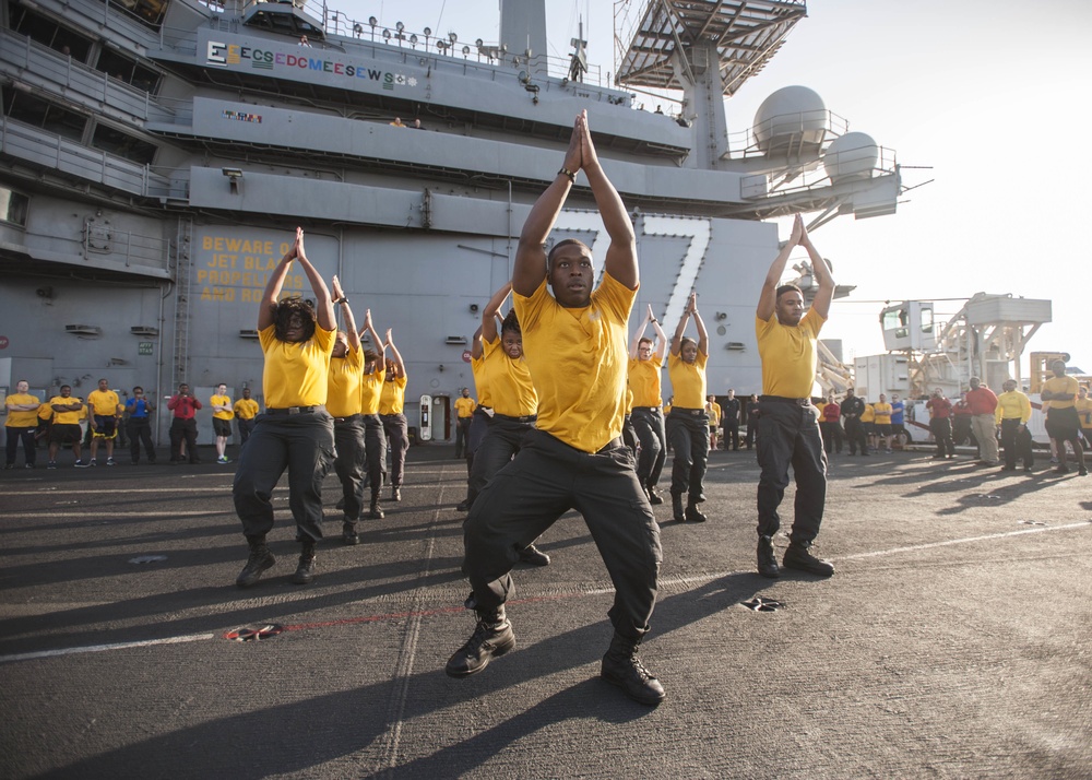 GHWB is the flagship of Carrier Strike Group (CSG) 2, which is comprised of the staff of CSG-2; GHWB; the nine squadrons and staff of Carrier Air Wing (CVW) 8; Destroyer Squadron (DESRON) 22 staff and guided-missile destroyers USS Laboon (DDG 58) and US..