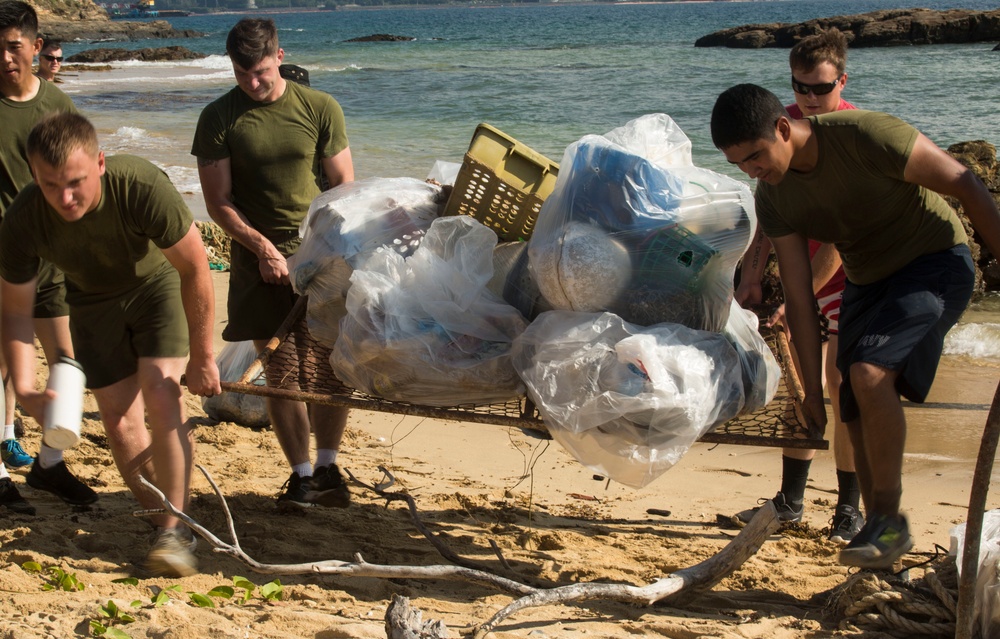 Marines clean beaches on Okinawa