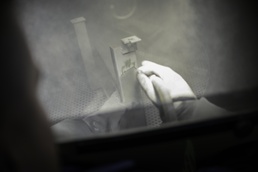 Sandblasting MAAS components.