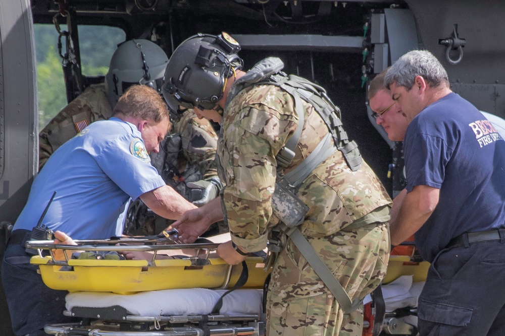 West Virginia Army National Guard Soldiers react to emergency during 2017 National Boy Scout Jamboree