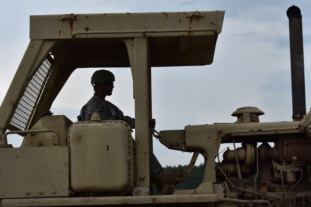 D7 Dozer moves earth for RC17