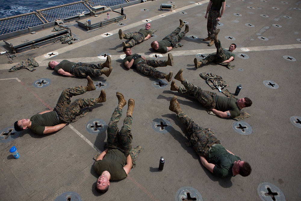 Marines participate in MCMAP aboard Carter Hall