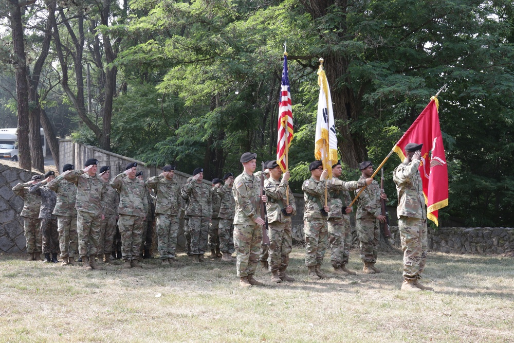 Soldiers salute at change of command