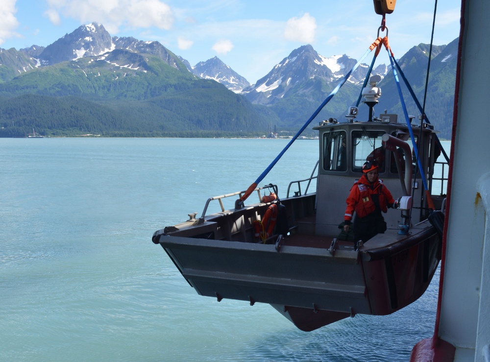 Small boat operations aboard Cutter Healy