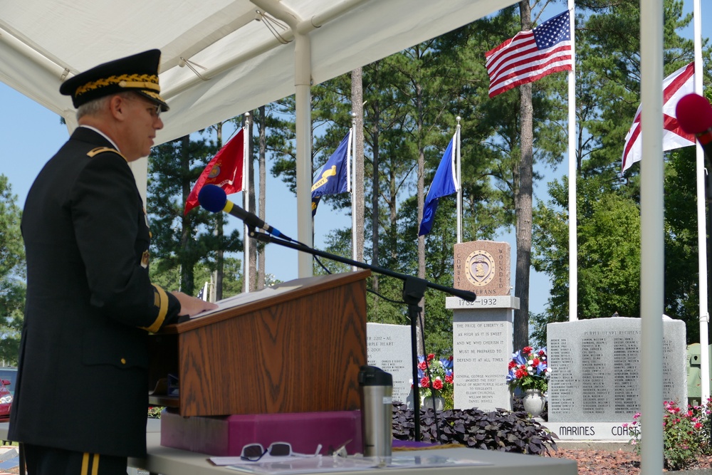 Maj. Gen. Allan Elliott at the Purple Heart Memorial