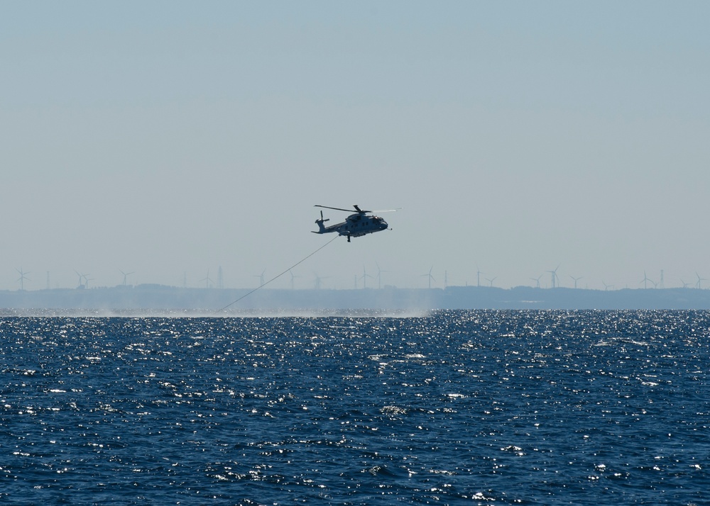 2JA MCMEX HM-14 squadron Sea Dragon helicopter rakes for mines