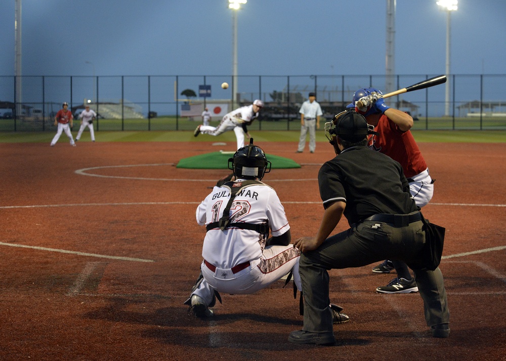 USA Military Baseball Team Pacific plays a game against Baseball First League Allstars from Osaka, Japan.
