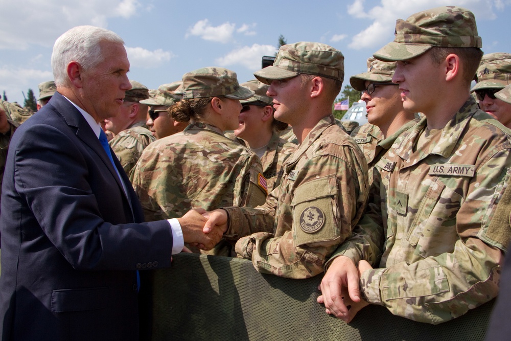 US vice president visits soldiers during Noble Partner 17