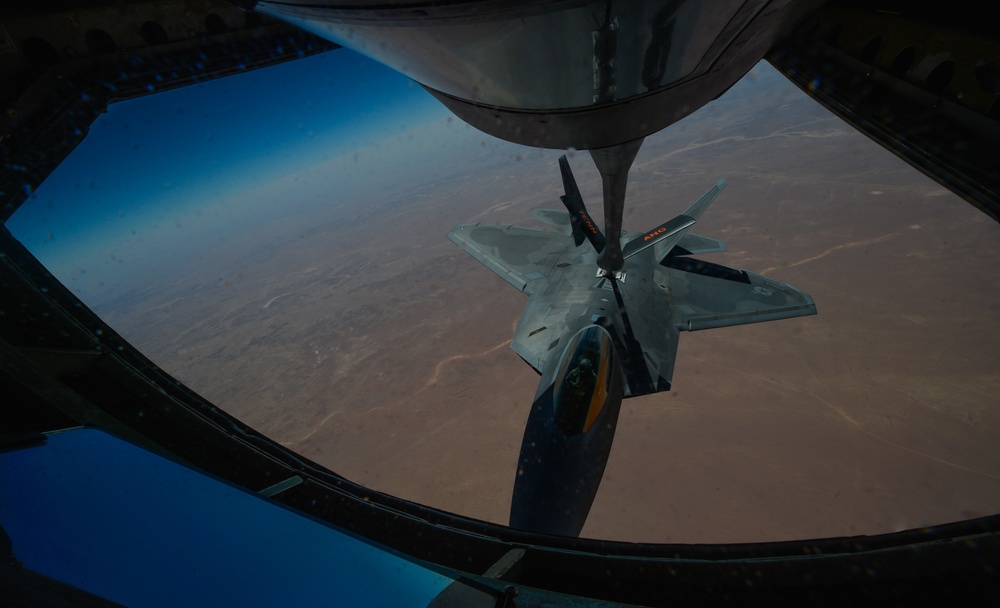 KC-135s support F-22 mission