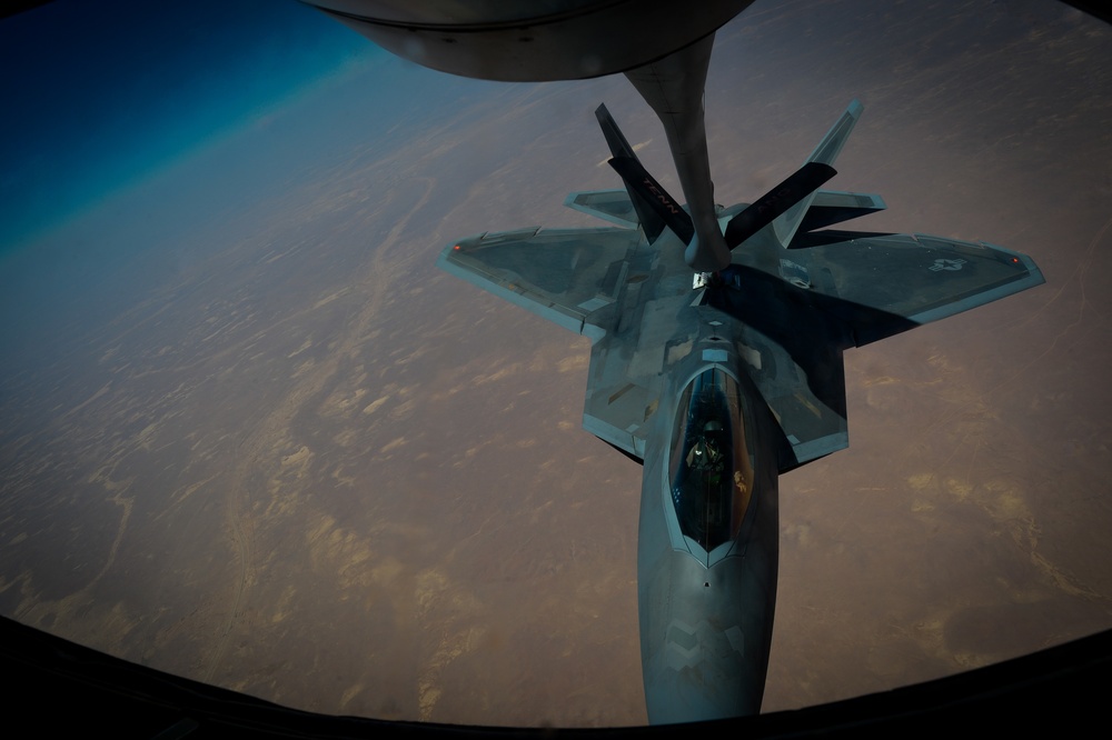 KC-135s support F-22 mission