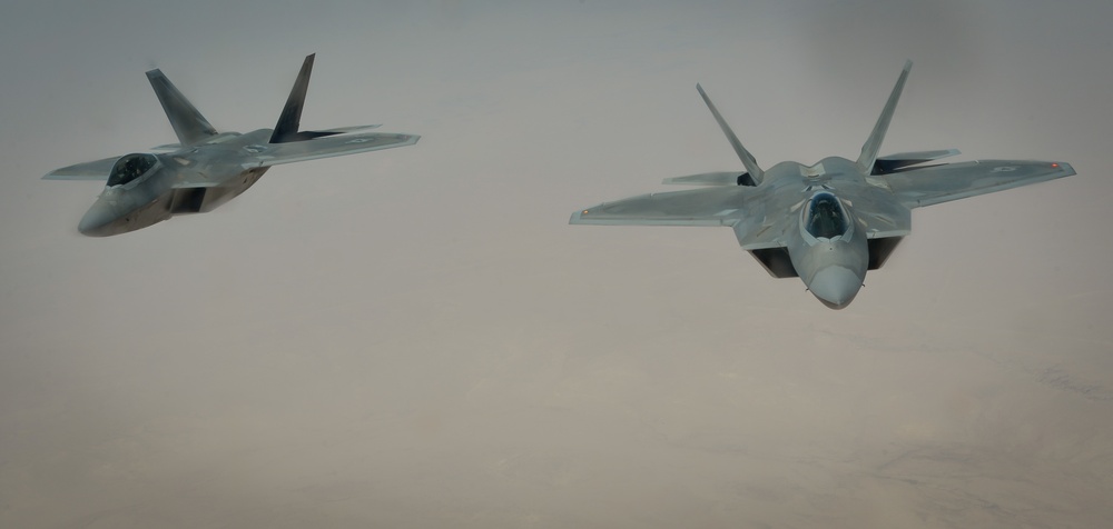 KC-135s support F-22 mission