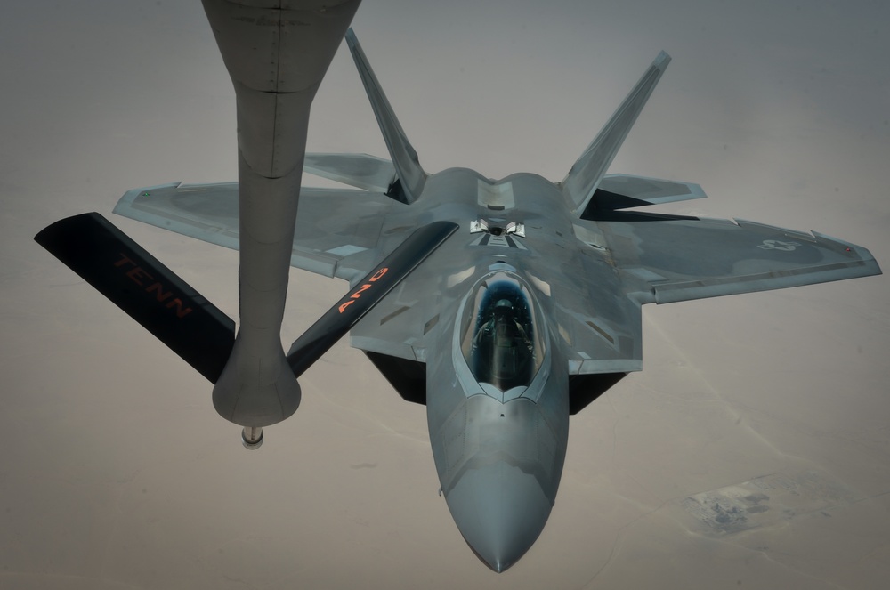 KC-135s support F-22 mission