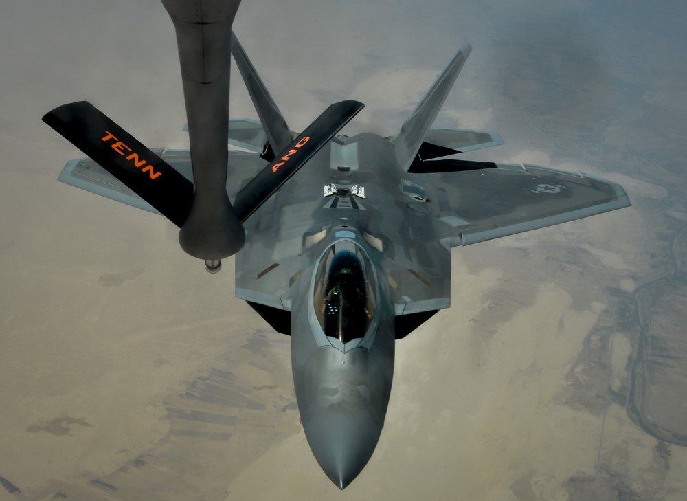 KC-135s support F-22 mission