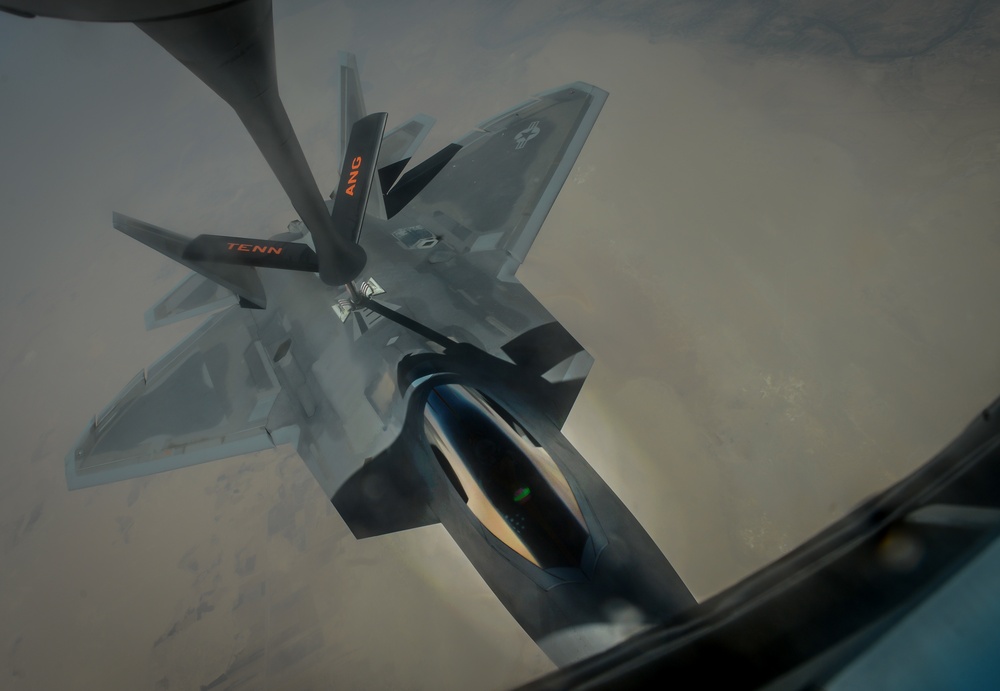 KC-135s support F-22 mission