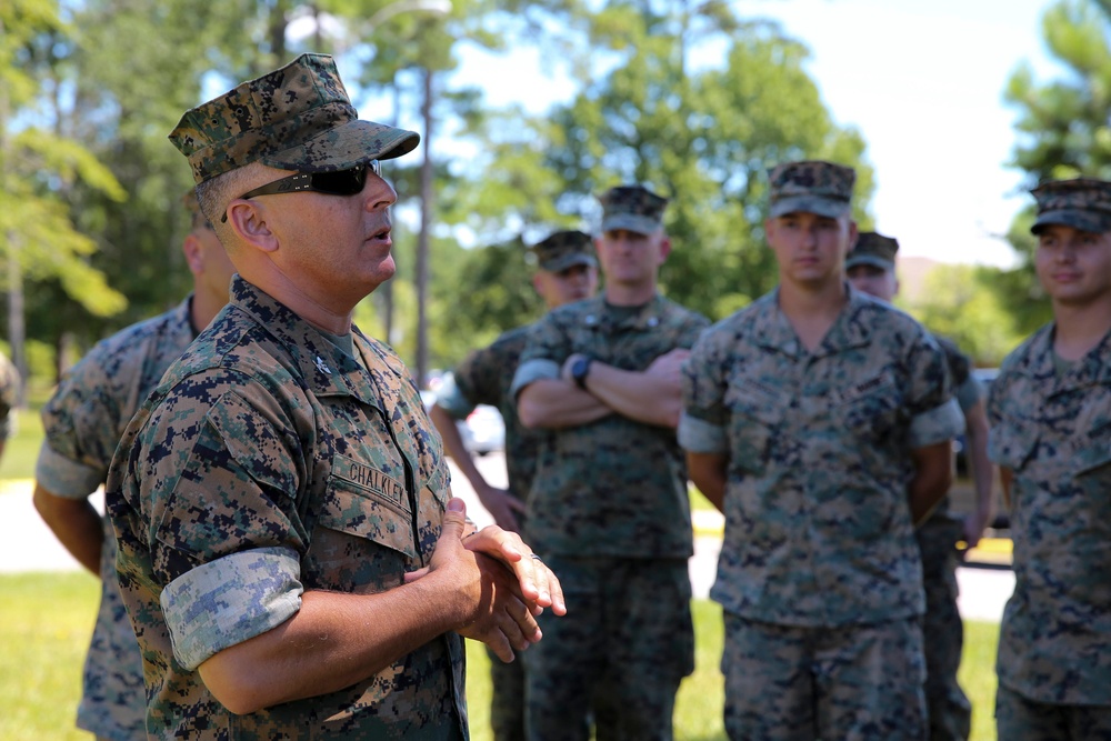 Engineers with CLB-8 present the Regimental CO with a new sign