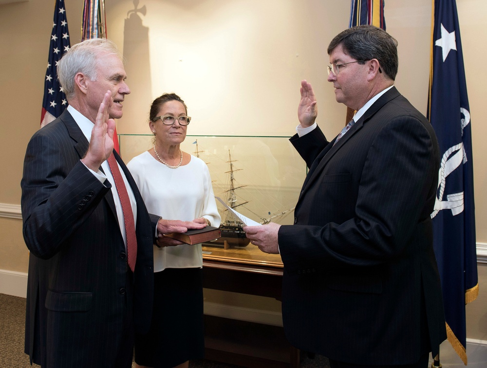 Richard V. Spencer is sworn in as the 76th Secretary of the Navy