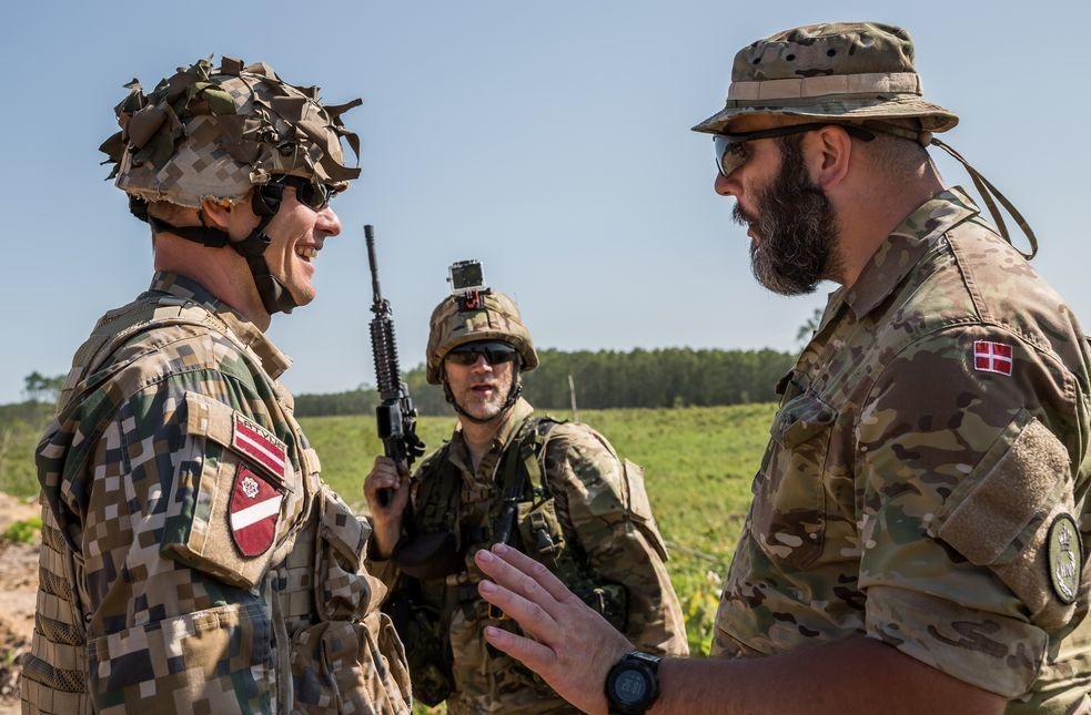 Latvian and Danish Soldiers at Camp Grayling