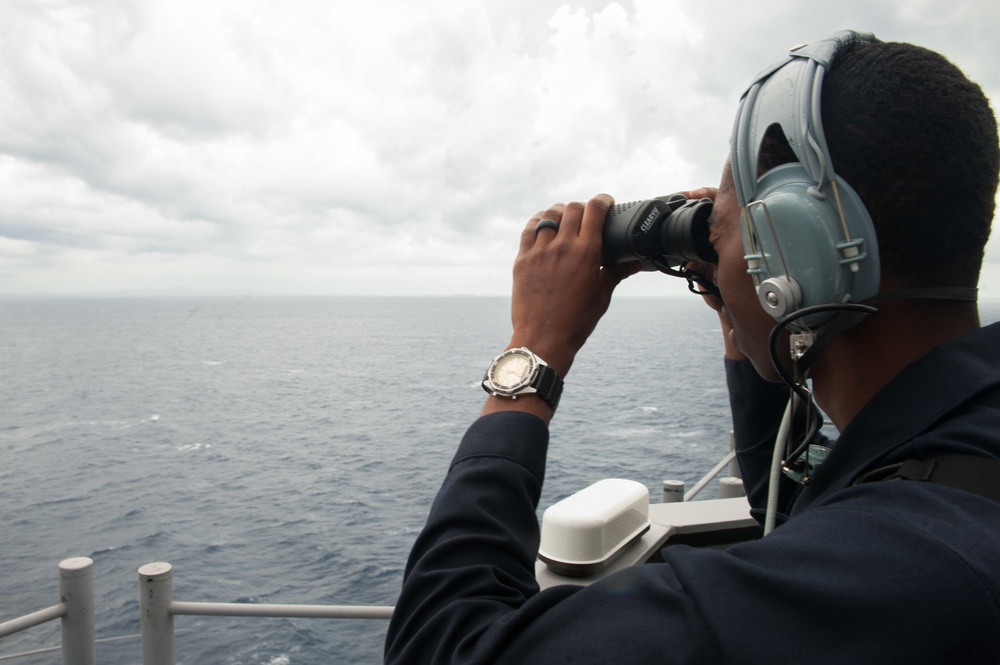 Sailors stand watch