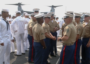 Manning the rails aboard USS Anchorage