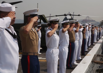 Manning the rails aboard USS Anchorage