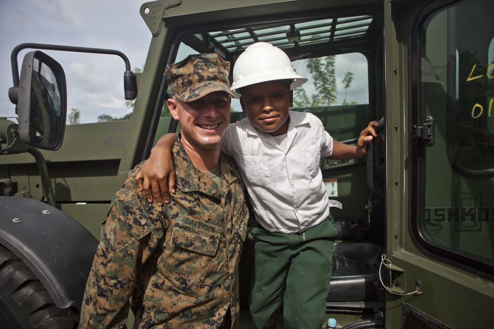 Marines with the SPMAGTF-SC conduct commencement ceremony for Trujillo school projects