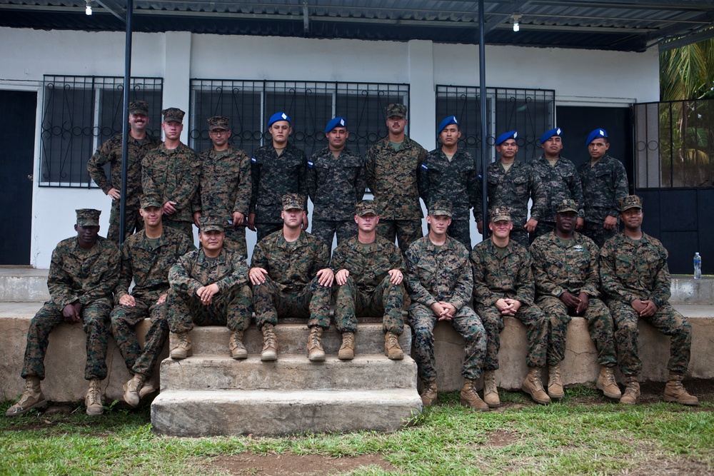 Marines with the SPMAGTF-SC conduct ribbon cutting ceremony for school projects in Trujillo