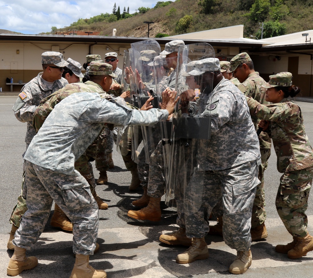 Soldiers of the 1109th TASMG and HHD participate in the Military Assistance for Civil Disturbance Training
