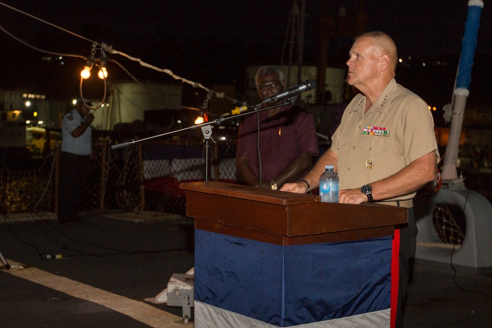 CMC Attends Reception Aboard USS Barry