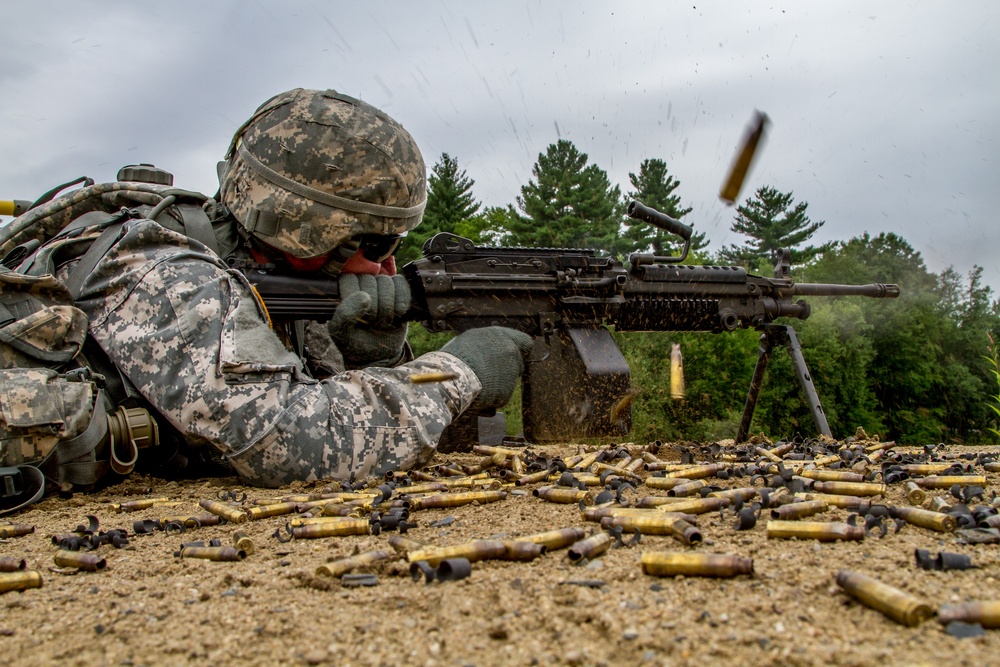 Spc. Wantea Seong fires a M-249 squad automatic weapon.