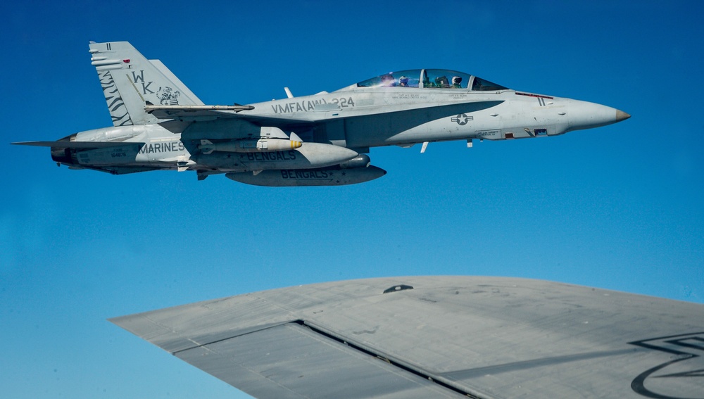 KC-135s refuel USMC F/A-18