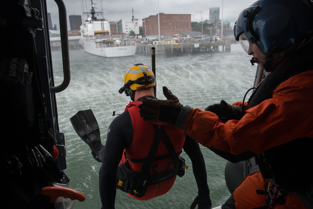 Coast Guard Air Station Cape Cod trains in Boston Harbor