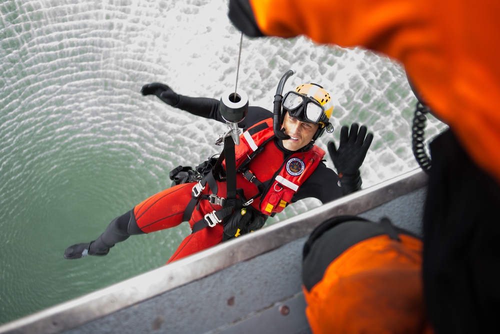 Coast Guard Air Station Cape Cod trains in Boston Harbor