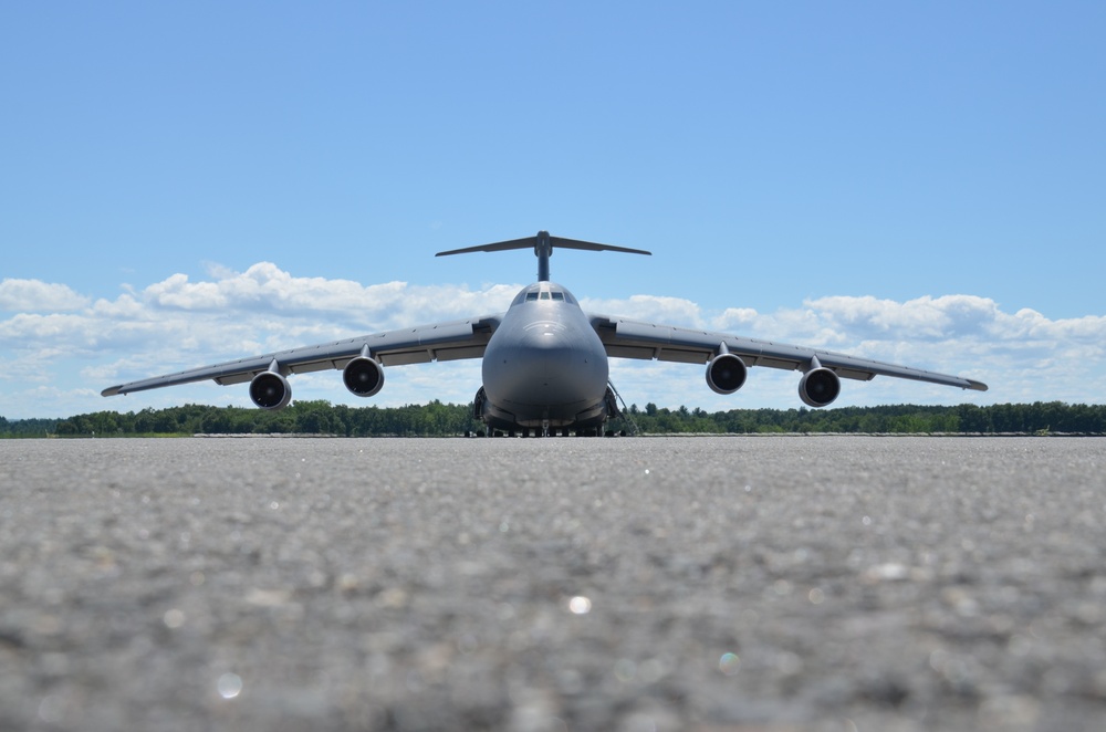C-5A Galaxy 0451 prepares for departure from Westover ARB