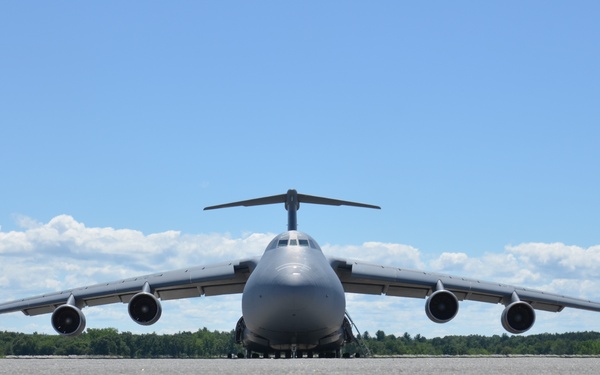 C-5A Galaxy 0451 prepares for departure from Westover ARB