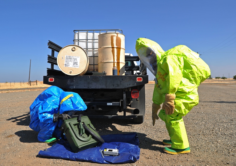 Team Beale responds to simulated fuel spill during exercise