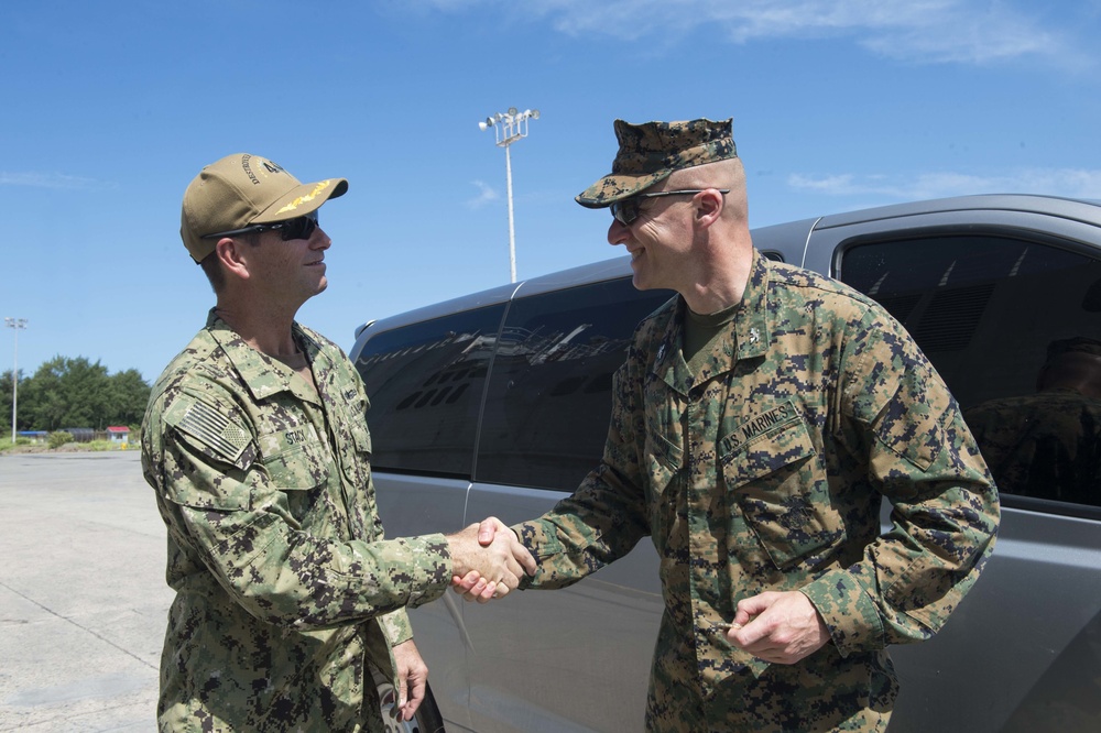 USNS Spearhead (T-EPF 1) Hosts SPMAGTF-SC 17 Commander for Tour during SPS 17