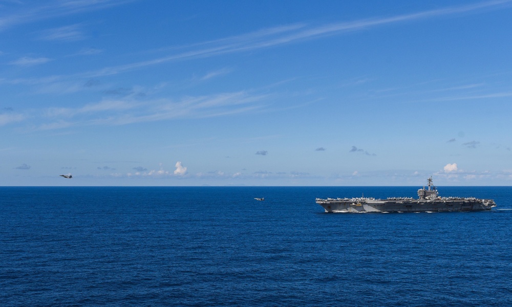 Saxon Warrior is a United States and United Kingdom co-hosted carrier strike group exercise that demonstrates interoperability and capability to respond to crises and deter potential threats.