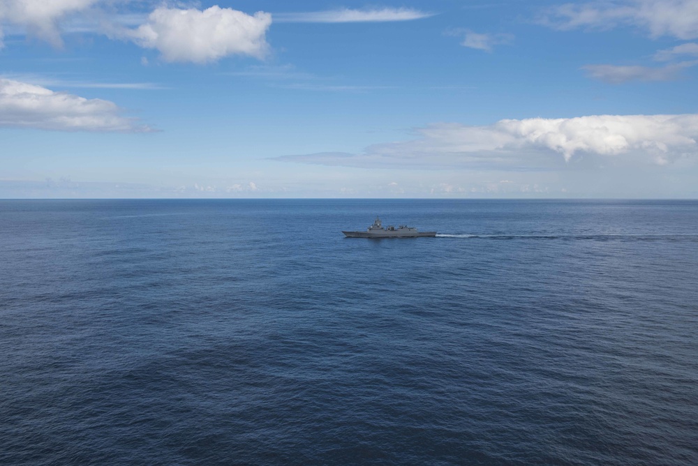 Saxon Warrior is a United States and United Kingdom co-hosted carrier strike group exercise that demonstrates interoperability and capability to respond to crises and deter potential threats.