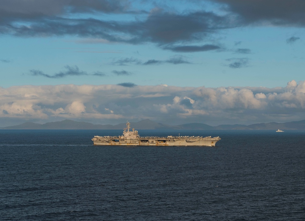 Saxon Warrior is a United States and United Kingdom co-hosted carrier strike group exercise that demonstrates interoperability and capability to respond to crises and deter potential threats.