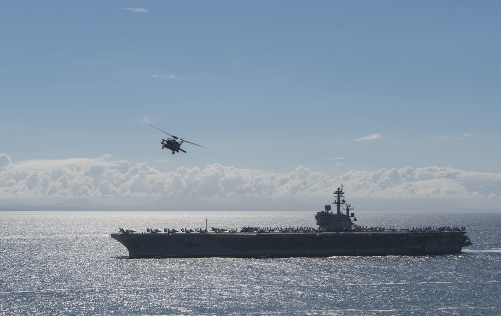 Saxon Warrior is a United States and United Kingdom co-hosted carrier strike group exercise that demonstrates interoperability and capability to respond to crises and deter potential threats.