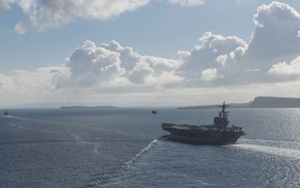 Saxon Warrior is a United States and United Kingdom co-hosted carrier strike group exercise that demonstrates interoperability and capability to respond to crises and deter potential threats.