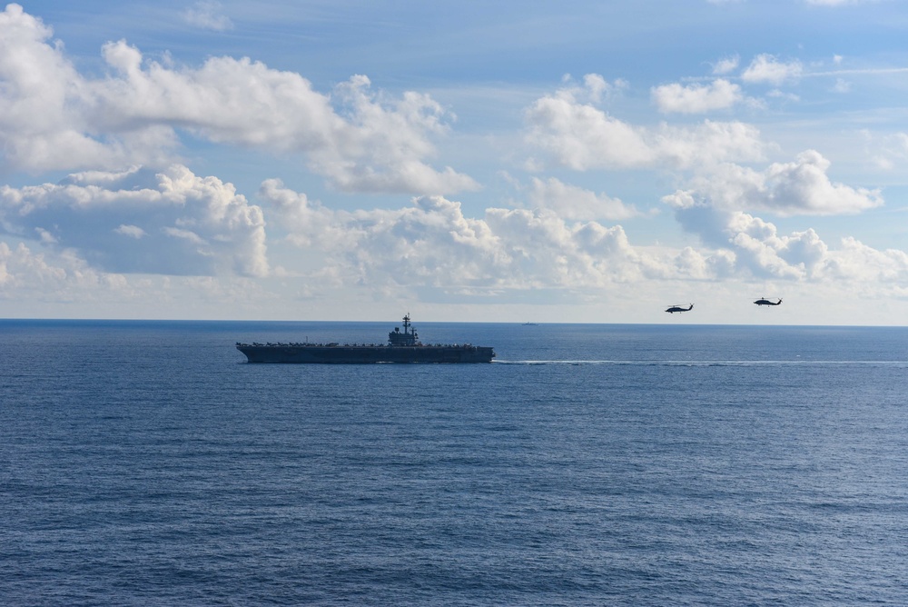 Saxon Warrior is a United States and United Kingdom co-hosted carrier strike group exercise that demonstrates interoperability and capability to respond to crises and deter potential threats.