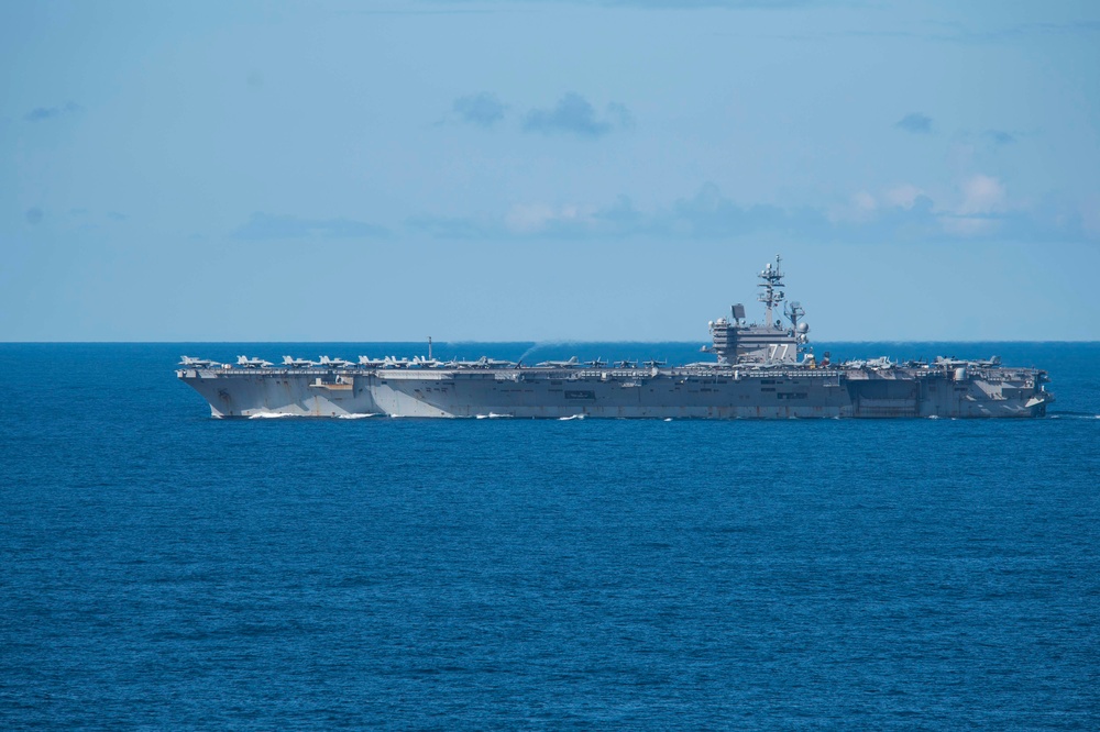 Saxon Warrior is a United States and United Kingdom co-hosted carrier strike group exercise that demonstrates interoperability and capability to respond to crises and deter potential threats.