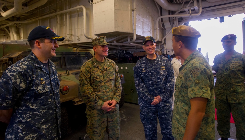 USS America greets Singaporean Officer