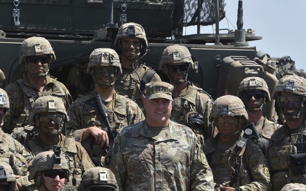 Gen. Milley Visits U.S. Troops during Noble Partner