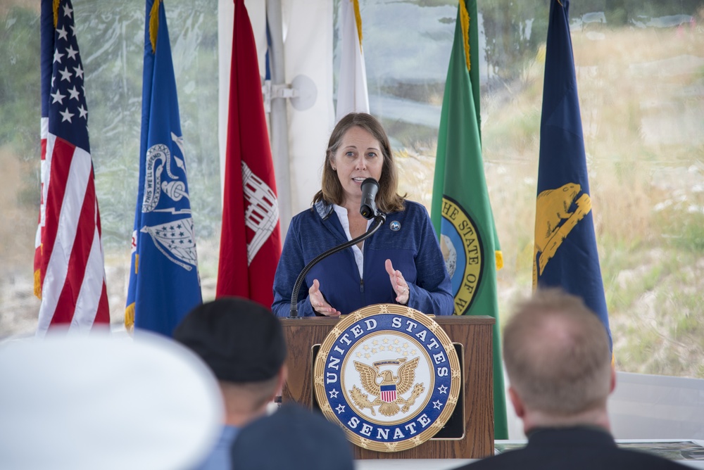 Ribbon cutting ceremony to celebrate the completion of construction at Jetty A, Aug. 8, 2017.