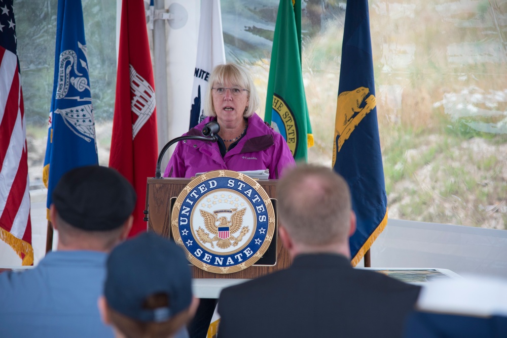 Ribbon cutting ceremony to celebrate the completion of construction at Jetty A, Aug. 8, 2017.