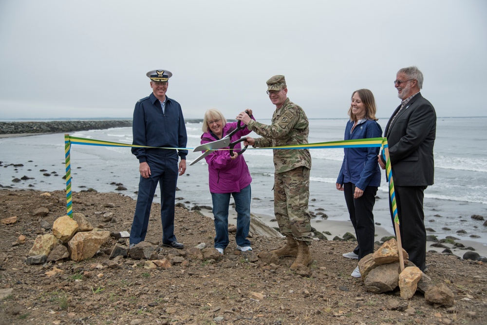 Ribbon cutting ceremony to celebrate the completion of construction at Jetty A, Aug. 8, 2017.