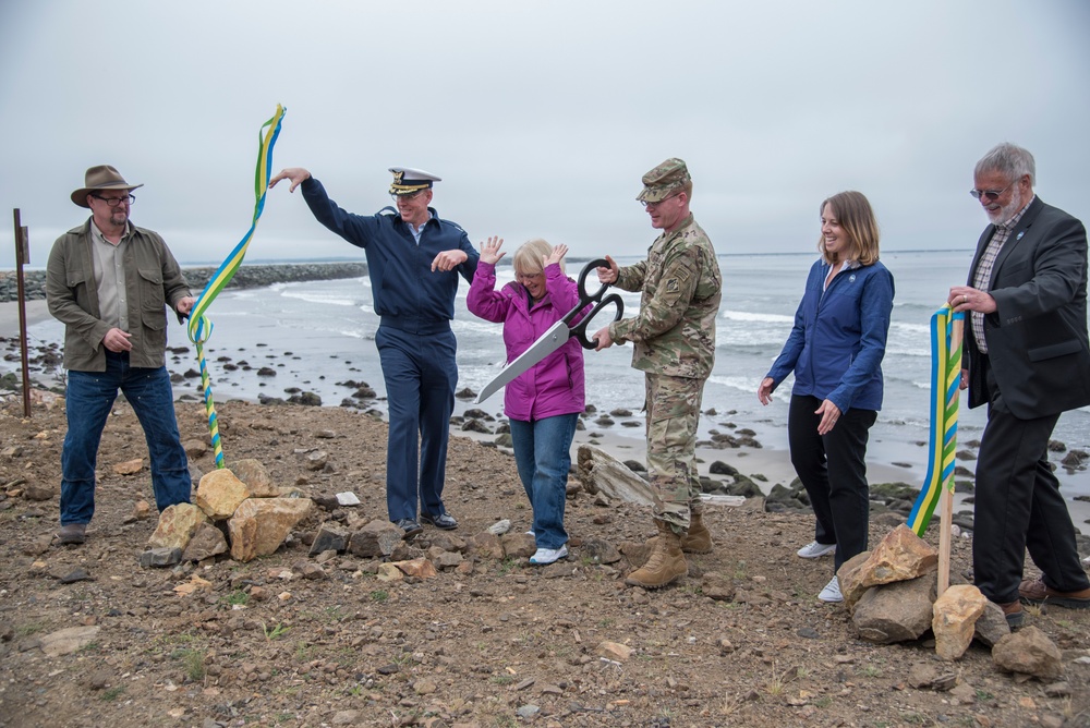 Ribbon cutting ceremony to celebrate the completion of construction at Jetty A, Aug. 8, 2017.